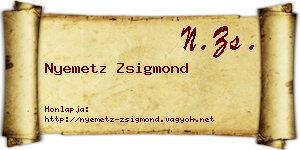 Nyemetz Zsigmond névjegykártya